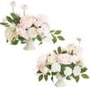 2 Pcs Silk Flowers Artificial Flower Wedding Centerpiece Flower Without Vase for Ceremony Reception Tabletop Mantel Archway Aisle