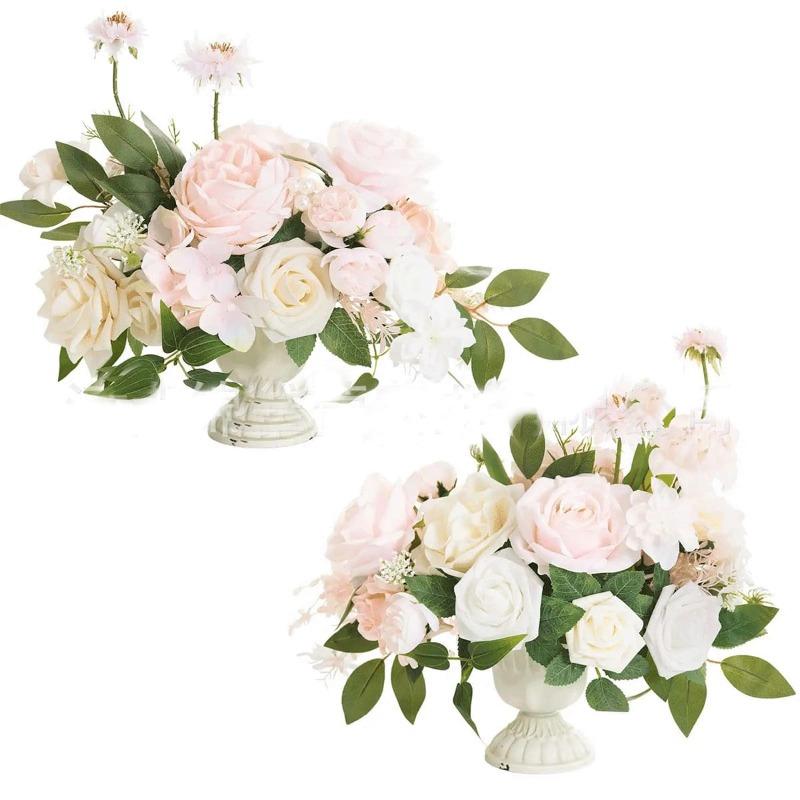 2 Pcs Silk Flowers Artificial Flower Wedding Centerpiece Flower Without Vase for Ceremony Reception Tabletop Mantel Archway Aisle