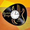 Gitarre Lied Kreativ Schwarze Wanduhr 12 Zoll Gitarre Originelle Heimdekoration Rockgitarre Kunst Schallplatten-Wanduhr Geschenk