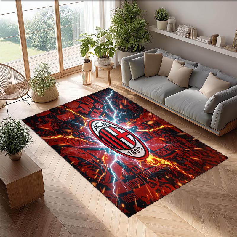 AC Milan Printed Flannel Area Rug Non Slip Soft Polyester Floor Carpet Indoor Decor Mat for Bedroom Living Room Sofa Game Room Home Decoration