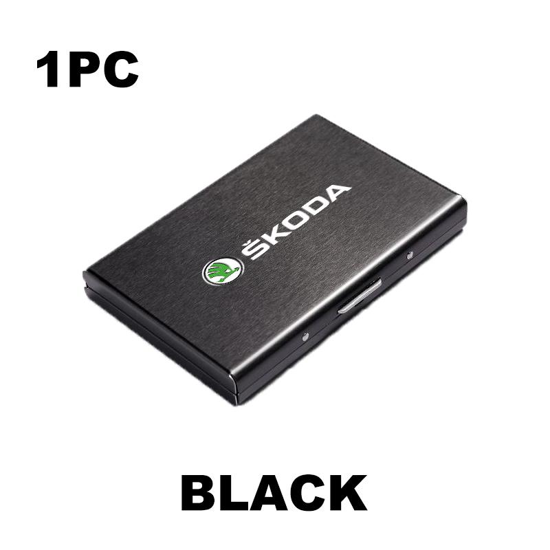 For Skoda Car Metal Credit Card Holder Wallets ID Card Holder Case Pop Up Wallet Fabia Kamiq Superb Scala Enyaq-iV MK3 VisionS kyvc74