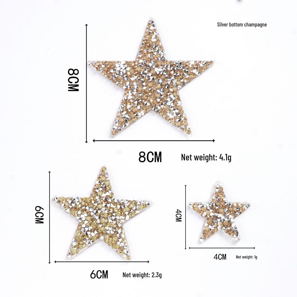 Colorful Star Rhinestone Stickers - 4cm DIY Mixed Hotfix for Shoes, Bags, Clothing