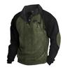 Men's Drop-Shoulder Sleeve Casual Printed Stand-Up Collar Loose-Fit Corduroy Patchwork Sports Sweatshirt