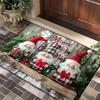 Rustic Wooden Gnome Gifts Merry Christmas Doormat Non Slip Entrance Rug For Cozy Winter Holiday Home Decor Gift