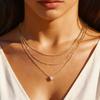 3pcs Set Simple Fashion 18K Gold Plated Stainless Steel Water Drop Heart Zircon Pendant Necklace for Women, Classic Jewelry Set