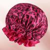 1PC Hair Bonnet Printed Leopard Double Layer Satin Splicing Hair Bonnet For Sleeping For Curly And Straight Hair