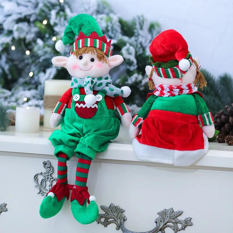 Male and Female Elf Toy Dolls for Home Decoration Christmas Atmosphere Decoration Fabric Plush Legs Elf Doll Accessories