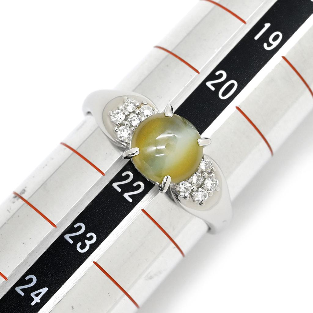 NON BRAND - Chrysoberyl Cat's Eye 2.24ct DiamondRing Ring Pt900/Chrysobell Cat's Eye #21(JP Size) Array