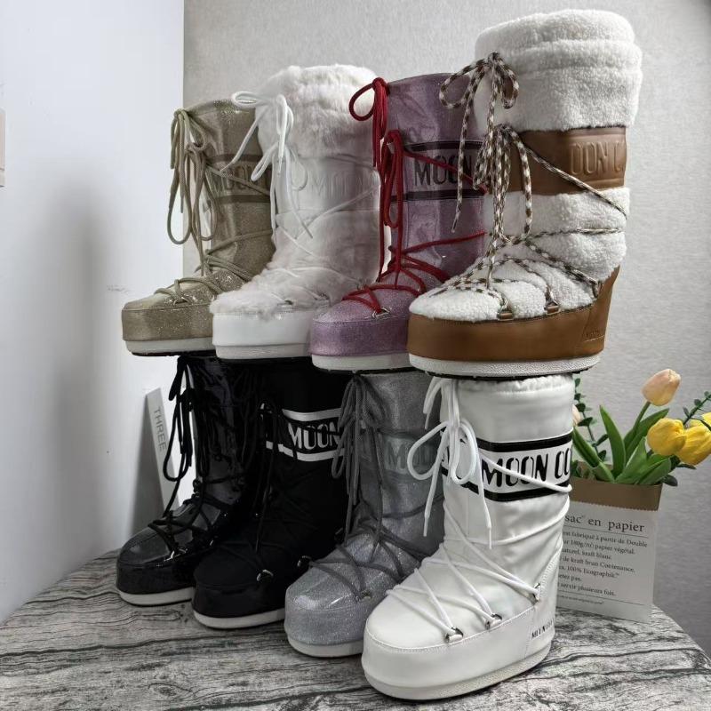 Winter Samt warm rutschfest Schneestiefel Damen Lang Mondstiefel