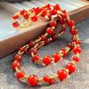 Vintage High Quality Vitreous Natural Chalcedony Agate Cross Double Clavicle Chain Necklace