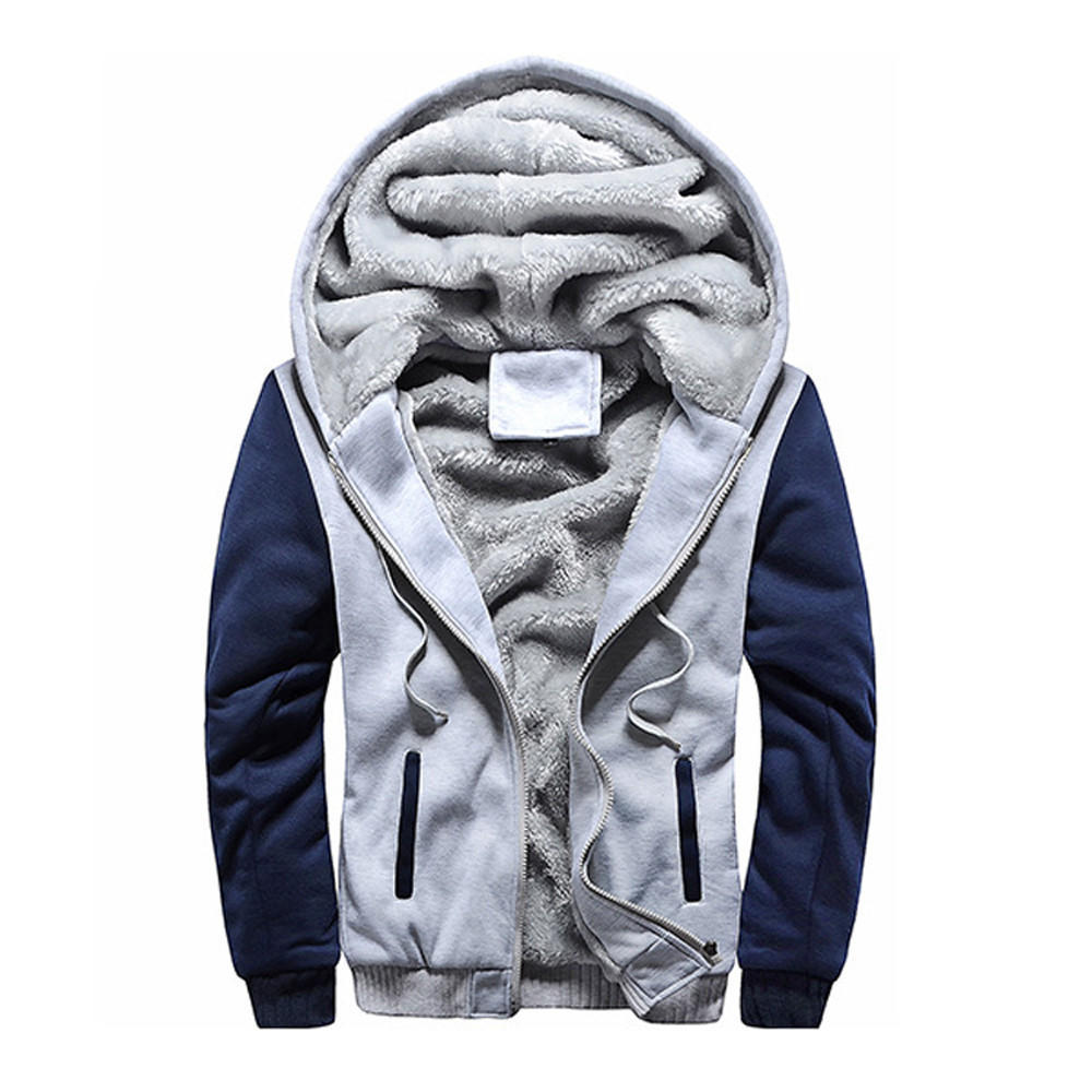Mens M-5XL Hoodie Winter Warm Fleece Zipper Jacket Outwear Coat