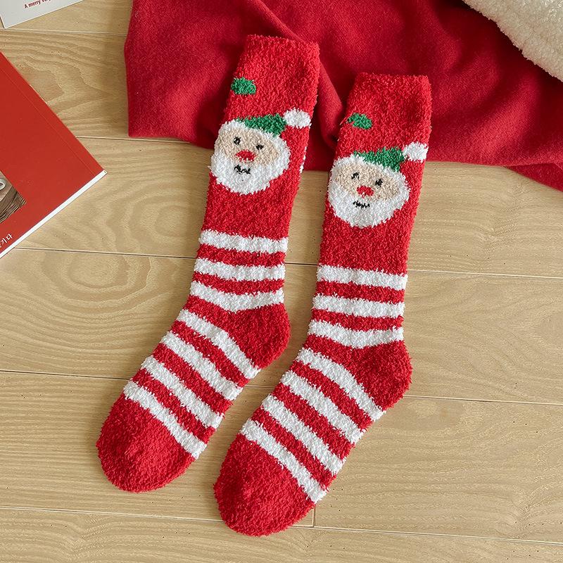 

Non-Shedding Women s Christmas Coral Fleece Knee-High Socks - Warm Winter Sleep Stockings Gifts Size 36-39
