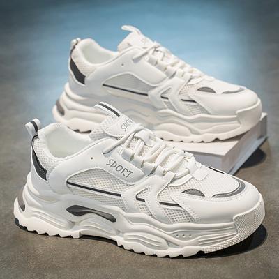 Beliebte Herrenschuhe Frühling und Sommer kleine weiße Schuhe neue vielseitige Sport-Freizeit-Laufschuhe mit Höhenerhöhung Jugend-Netzschuhe Dad-Schuhe