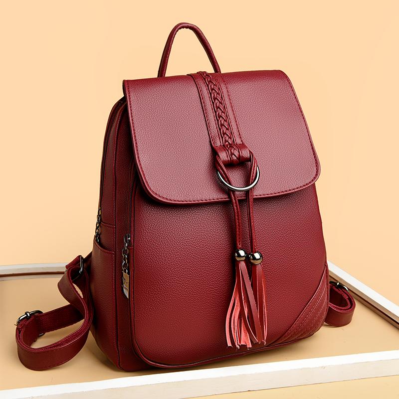 Women s multi-purpose large-capacity temperament versatile backpack красный