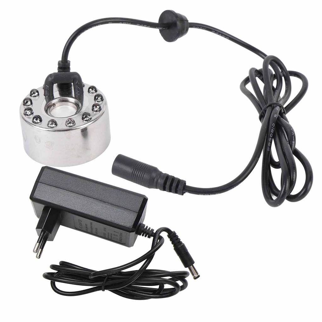 Mist Maker Fogger Zinc Alloy 12 LED Color Changing Fog Atomizer Humidifier for Water Fountain Pond Rockery Vase