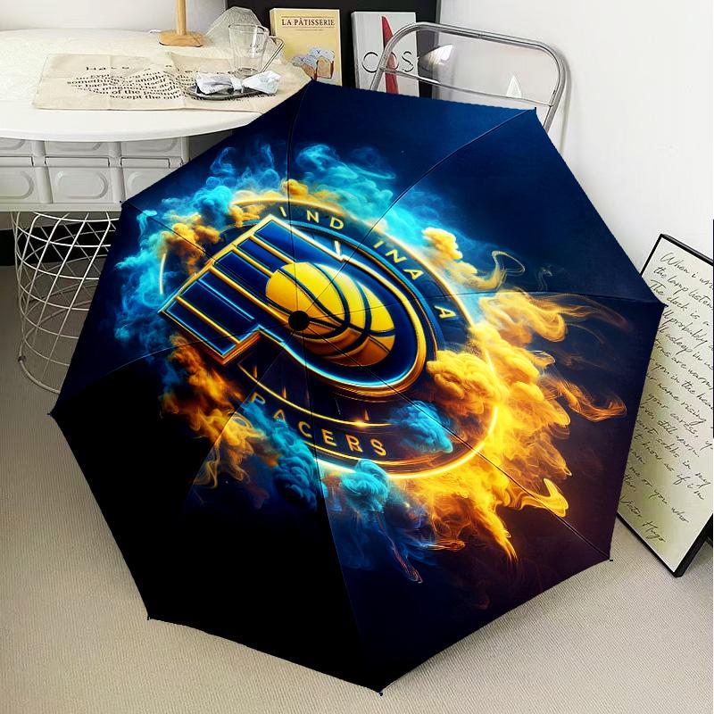basketball Pacers Neon Art Umbrella Folding umbrella, automatic umbrella 8-Frame for Travel, camping Use Gift for Halloween Christmas