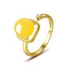 Elegant S925 Silver Amber Beeswax Adjustable Ring - Light Luxury