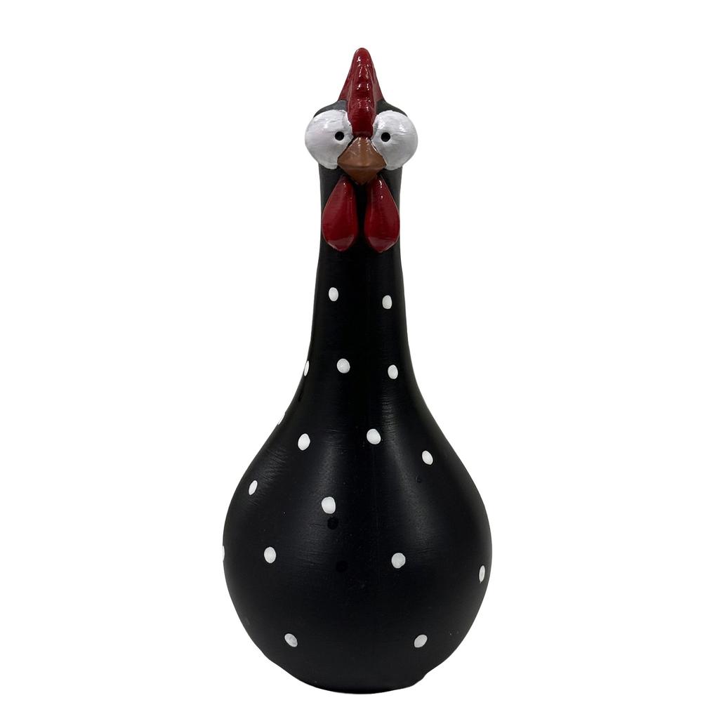 Resin Long Neck Chicken Figurine Decorative Vase with Polka Dot Pattern for Home Tabletop Ornament and Display Accent