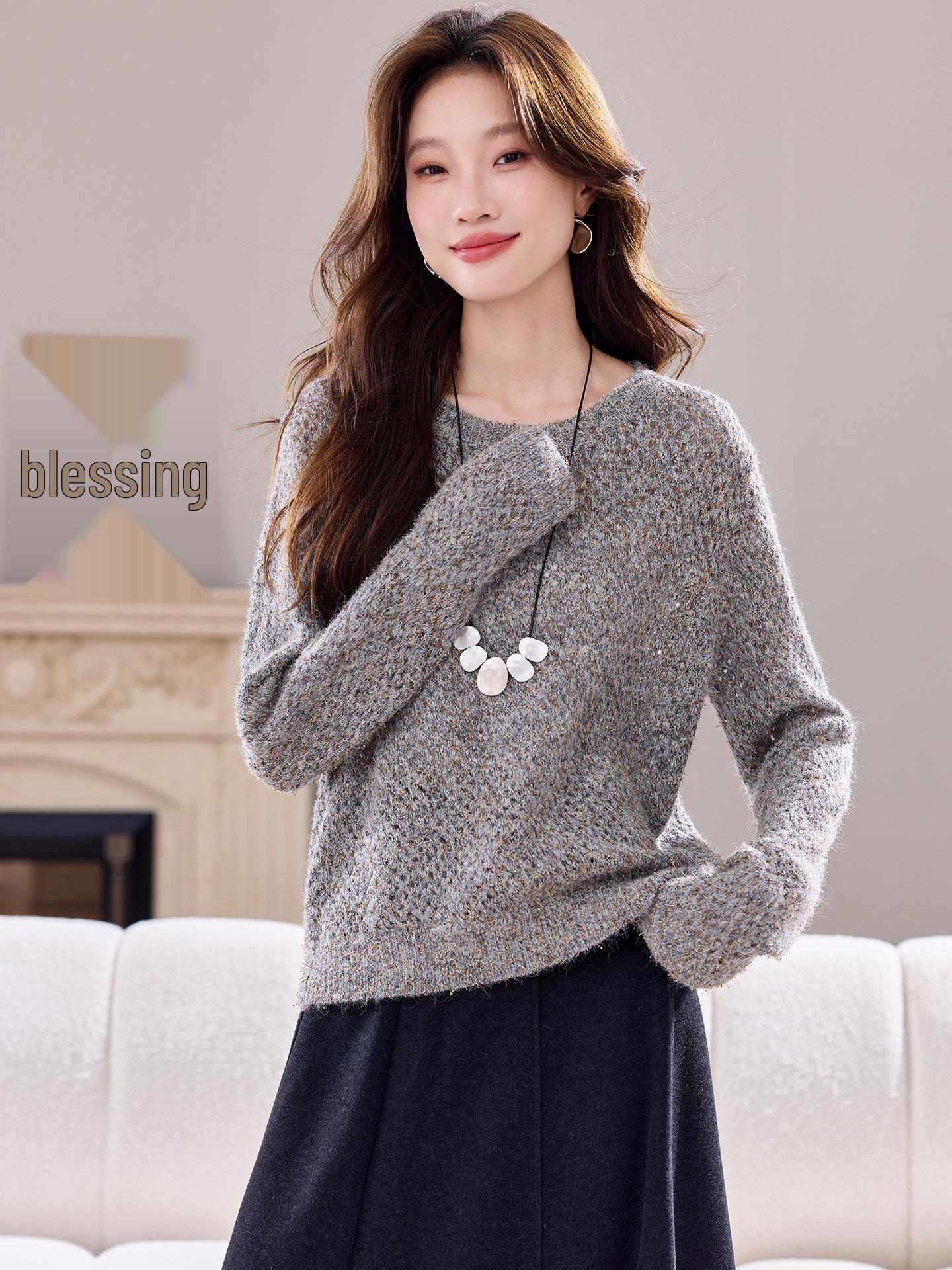 

Уютный свитер крупной вязки свободного кроя: Женский трендовый слой для осени и зимы XL серый