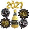 Star Shape Foil Balloon Set Champagne Bottle New Year Balloons  New Year Party
