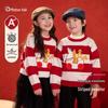 New Year Red Striped Wool Sweater for Boys and Girls - Thick Cotton Knit for Autumn and Winter