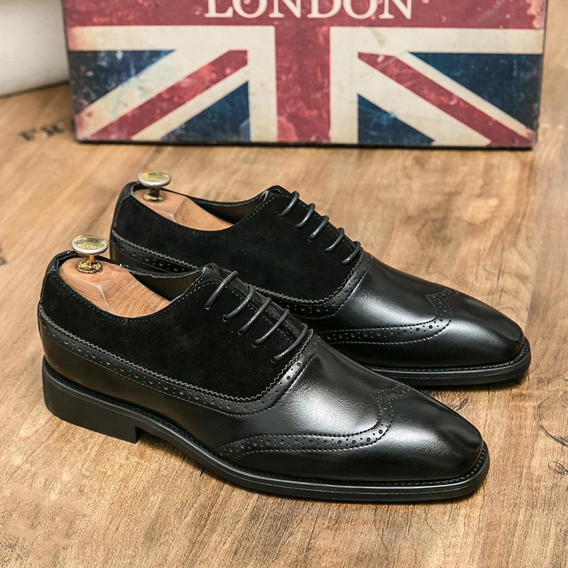Fashion Retro Men Formal Leather Shoes Lace-up Business Office Fashion Leather Shoes Wedding Banquet Shoes Black Brown 38-46 Men Shoes