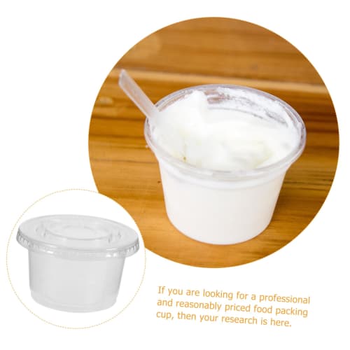 HAWILLOSCH Disposable Soup Bowls with Lids, 50-Piece 200ml Portable Porridge Cups for Salad Dressing, Dessert, and Ice Cream, Convenient for Storage a