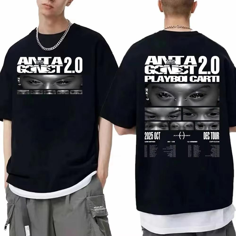 Playboi Carti Antagonist Tour Tshirts for Men Hip Hop 90s Retro Style Couple Cotton Loosefitting Streetwear oversized t shirt