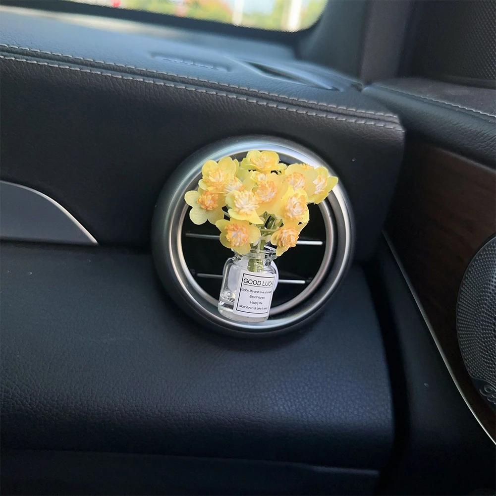Auto Air Outlet Flower Vase Clips Ornaments Car Center Console Jasmine Vase Glass Ornaments Glass Vase Ornaments For Girls Gifts