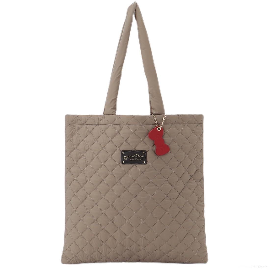 

Tote HELLO quilted tote with ribbon beige [Labagerie] bag, KITTY, charm, (26)