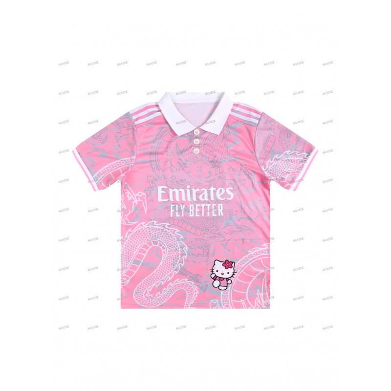 Hello Kitty 3D Digital Print Loose Fit Breathable Sporty Polo Shirt Cycling Outdoor Activities