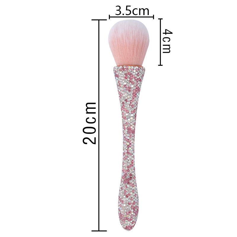 Diamond-Inlaid Handle Loose Powder Brush with High-Footed Cup for Blush & Makeup Setting