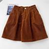 Women's High-Waist Retro Corduroy Shorts A-line Slimming Casual Wide-Leg, Petite Fit for 2025 Autumn/Winter Collection