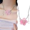 Romantic Niche Pink Sweet Flower Collarbone Chain Versatile Temperament Necklace Women Pearl Fringe Collarbone Chain