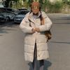 Down cotton jacket women's mid-length over the knee 2025 winter new thickened padded jacket Korean version student cotton jacket