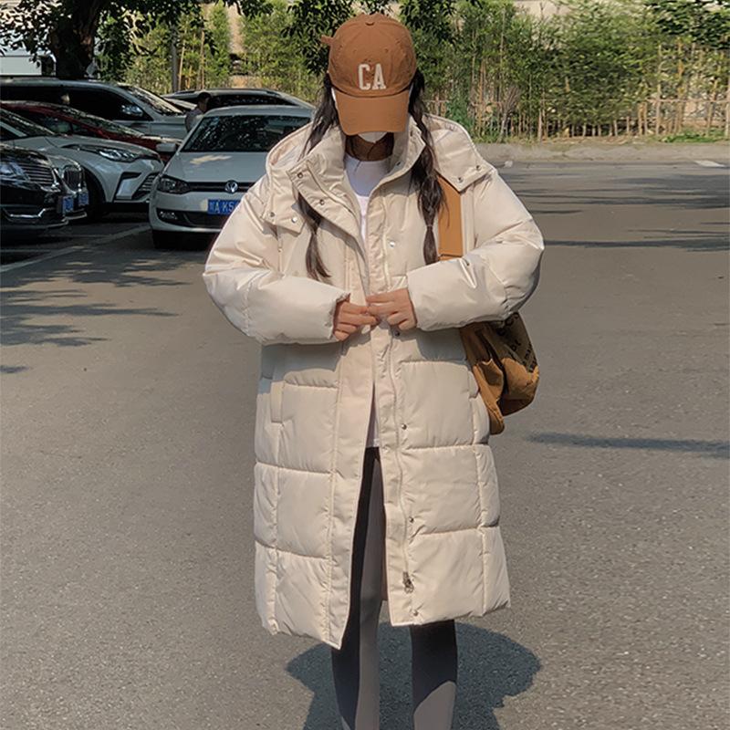 Down cotton jacket women's mid-length over the knee 2025 winter new thickened padded jacket Korean version student cotton jacket