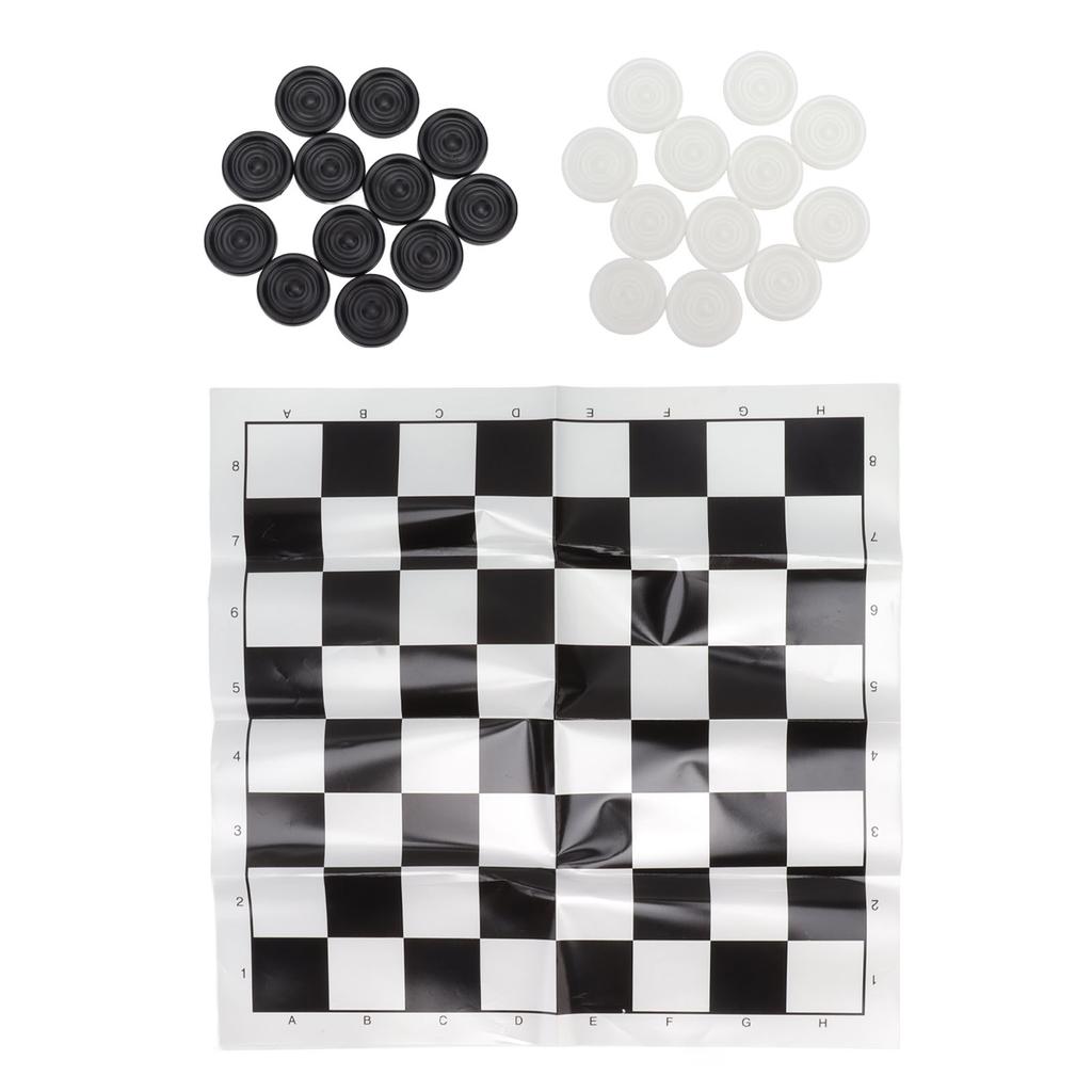 Checkers Set Stackable Black White Plastic Pieces Draughts Board Game with Transparent Box for 3 Years Old Above