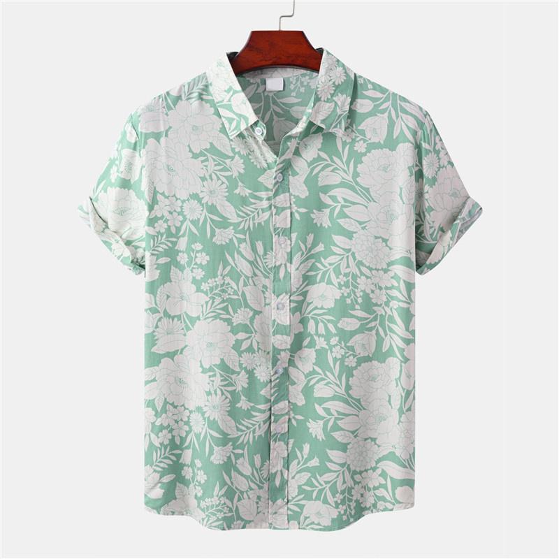 3D Printed Flower Hawaiian Shirts For Men Plants Patterns Button Shirt Summer Short Sleeves Tops Loose Aloha Shirts Streetwear