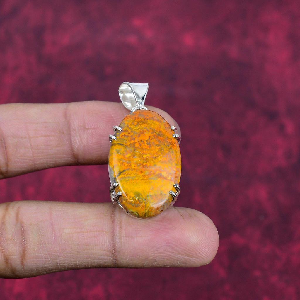 Bumblebee Jasper Pendant, 925 Solid Sterling Silver Gemstone Jewelry, Handmade Pendant, For Mother Day