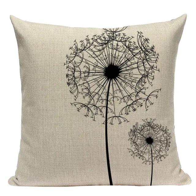 Black White Plant Building Flower Geometric Decorative Throw Pillows Case Polyester Sofa Cushion Cover For Home Decor