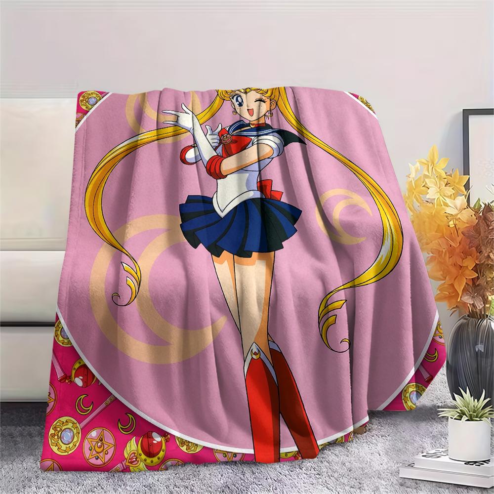 Sailor Moon Sailor Moon pattern Flannel Blanket, High quality Comfortable for All Seasons, Home Decor, Warmth and Comfort, Perfect for Gifts.