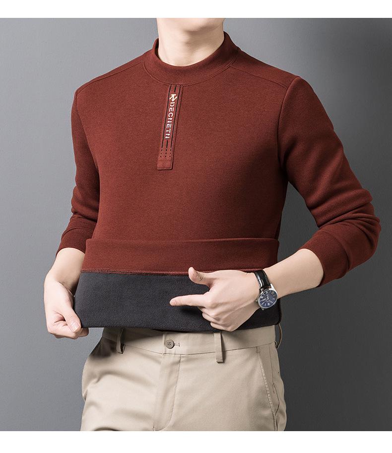 Herren Warmer Fleece-Pullover mit halbem Stehkragen und Plus-Samt - Verdickte Innenschicht für Herbst/Winter 2025
