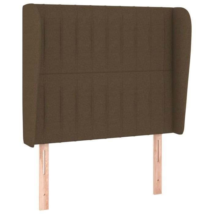 VidaXL Tête de lit avec oreilles Marron foncé 103x23x118-128 cm Tissu3118187