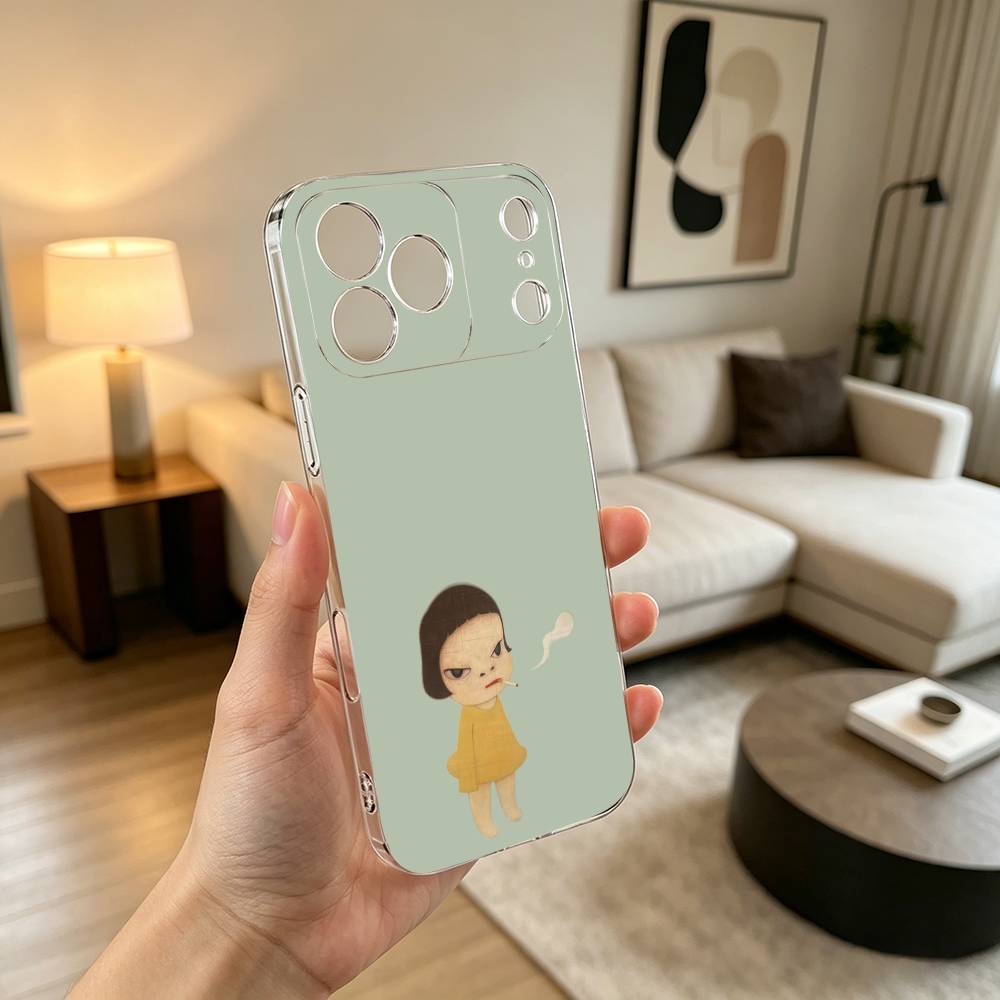 Cute Y-Yoshitomo N-Nara  Phone Case Transparent Silicone Soft For iPhone 17 16 15 14 13 12 11 Mini Pro Max Plus