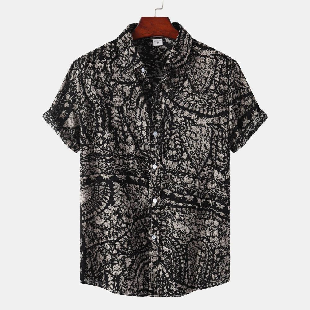 2026 Summer New Printed Short Sleeved Men's Flower Shirt with Quick Drying Pattern
