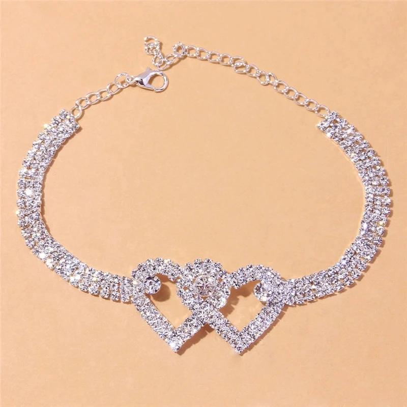 Shiny Cubic Zirconia Chain Anklet for Women Fashion copper Color Ankle Bracelet Barefoot Sandals Foot Jewelry