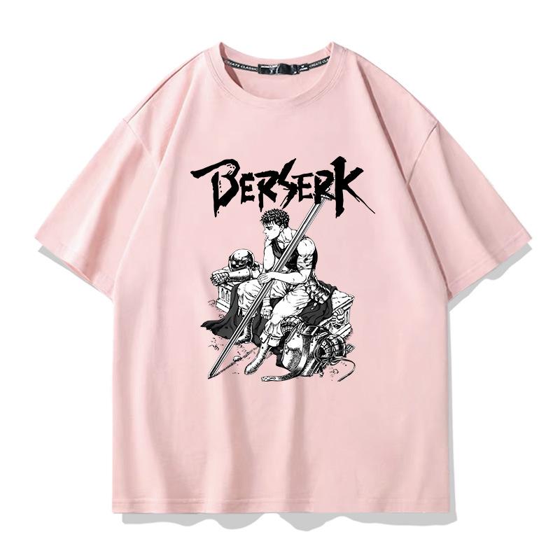 Schwertwindlegende Berserk Herren bedrucktes T-Shirt Kurzarm T-Shirt Herren 100% Baumwolle locker bequem Trend-Top Sommerbekleidung