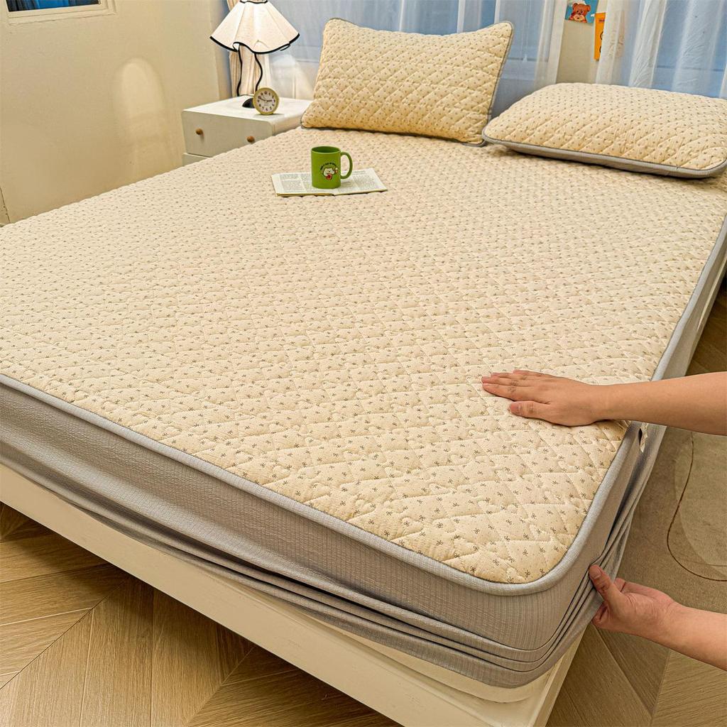 Retro Crinkle Cotton Quilted Fitted Sheet Set - 3 Piece 2025 Edition