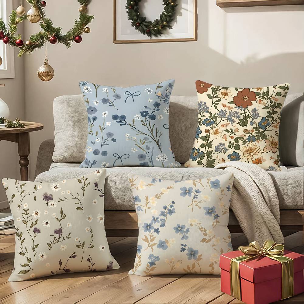 Retro Floral Classical Elegant Style Pillow Case Comfort Sofa Bed Silky Elegant Invisible Zipper Decorative Cushion Cover