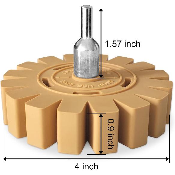 Decal Remover Eraser Wheel, 4 Inch Rubber Wheel Sticker Remover With Drill Adaptor, Vinyl Decal Remover, Adhesive Pin Stripe Removal Tool For Cars,